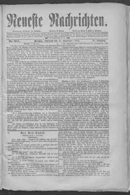 Neueste Nachrichten (Münchner neueste Nachrichten) Mittwoch 10. September 1879