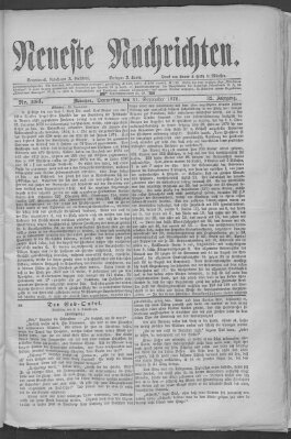 Neueste Nachrichten (Münchner neueste Nachrichten) Donnerstag 11. September 1879