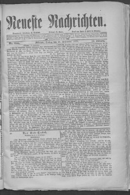 Neueste Nachrichten (Münchner neueste Nachrichten) Freitag 12. September 1879