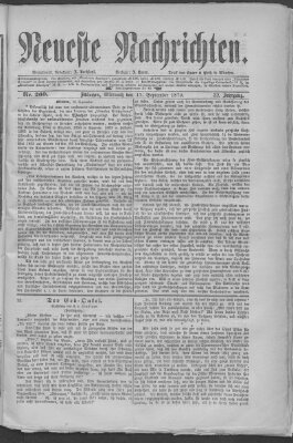 Neueste Nachrichten (Münchner neueste Nachrichten) Mittwoch 17. September 1879