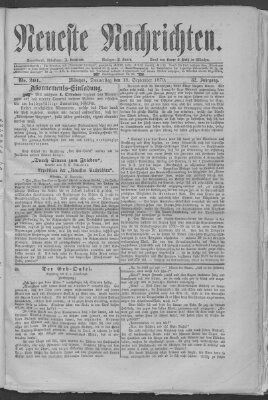 Neueste Nachrichten (Münchner neueste Nachrichten) Donnerstag 18. September 1879