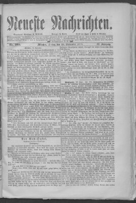 Neueste Nachrichten (Münchner neueste Nachrichten) Freitag 19. September 1879