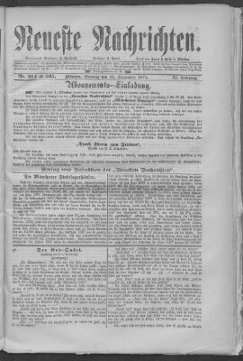 Neueste Nachrichten (Münchner neueste Nachrichten) Sonntag 21. September 1879