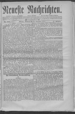 Neueste Nachrichten (Münchner neueste Nachrichten) Mittwoch 24. September 1879