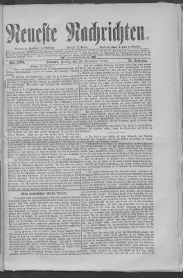 Neueste Nachrichten (Münchner neueste Nachrichten) Freitag 26. September 1879