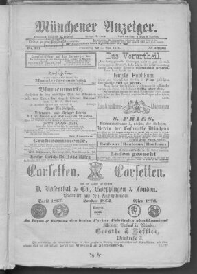 Münchener Anzeiger (Münchner neueste Nachrichten) Donnerstag 1. Mai 1879