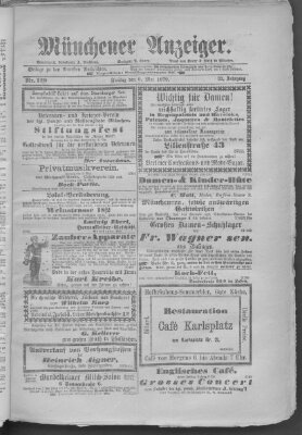 Münchener Anzeiger (Münchner neueste Nachrichten) Freitag 9. Mai 1879