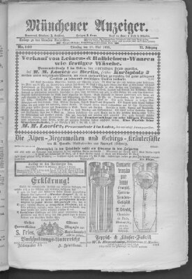 Münchener Anzeiger (Münchner neueste Nachrichten) Dienstag 20. Mai 1879