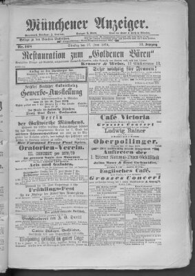 Münchener Anzeiger (Münchner neueste Nachrichten) Dienstag 17. Juni 1879