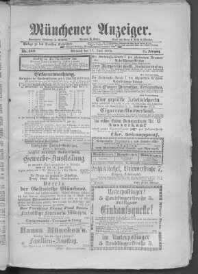 Münchener Anzeiger (Münchner neueste Nachrichten) Mittwoch 18. Juni 1879