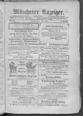 Münchener Anzeiger (Münchner neueste Nachrichten) Freitag 20. Juni 1879