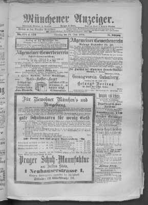 Münchener Anzeiger (Münchner neueste Nachrichten) Tuesday 24. June 1879