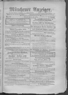 Münchener Anzeiger (Münchner neueste Nachrichten) Mittwoch 2. Juli 1879