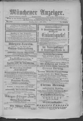 Münchener Anzeiger (Münchner neueste Nachrichten) Samstag 5. Juli 1879