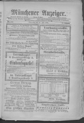 Münchener Anzeiger (Münchner neueste Nachrichten) Donnerstag 10. Juli 1879