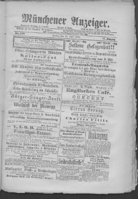 Münchener Anzeiger (Münchner neueste Nachrichten) Freitag 18. Juli 1879