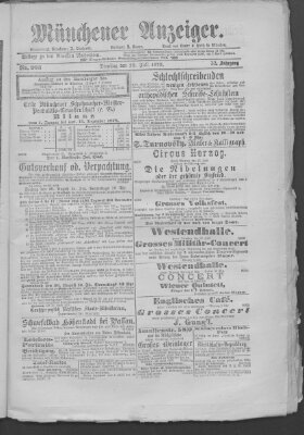 Münchener Anzeiger (Münchner neueste Nachrichten) Dienstag 22. Juli 1879