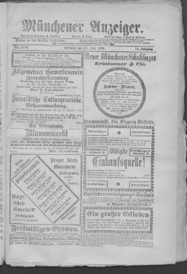 Münchener Anzeiger (Münchner neueste Nachrichten) Mittwoch 23. Juli 1879