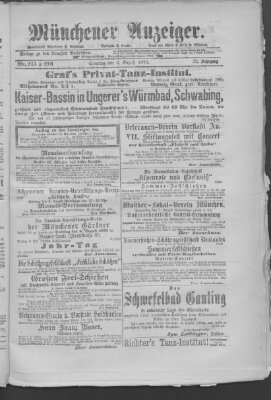 Münchener Anzeiger (Münchner neueste Nachrichten) Sonntag 3. August 1879