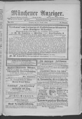 Münchener Anzeiger (Münchner neueste Nachrichten) Dienstag 12. August 1879