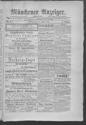 Münchener Anzeiger (Münchner neueste Nachrichten) Mittwoch 27. August 1879