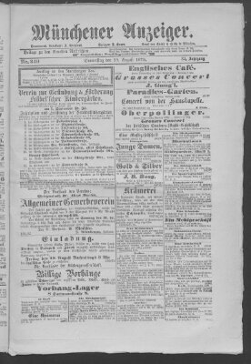 Münchener Anzeiger (Münchner neueste Nachrichten) Donnerstag 28. August 1879