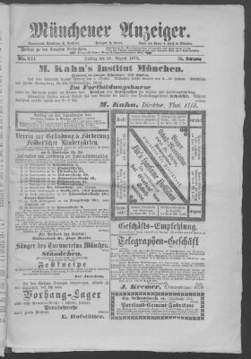 Münchener Anzeiger (Münchner neueste Nachrichten) Freitag 29. August 1879