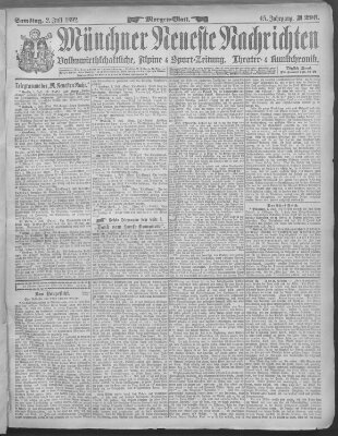 Münchner neueste Nachrichten Samstag 2. Juli 1892