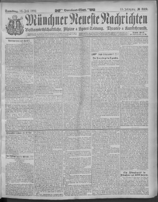 Münchner neueste Nachrichten Samstag 16. Juli 1892