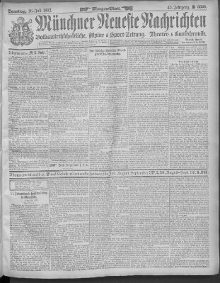 Münchner neueste Nachrichten Samstag 16. Juli 1892