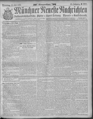 Münchner neueste Nachrichten Dienstag 19. Juli 1892