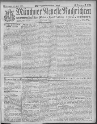 Münchner neueste Nachrichten Mittwoch 20. Juli 1892