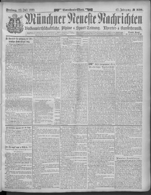 Münchner neueste Nachrichten Freitag 22. Juli 1892