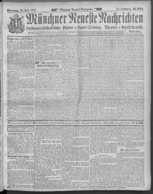 Münchner neueste Nachrichten Montag 25. Juli 1892