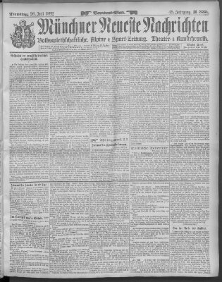 Münchner neueste Nachrichten Dienstag 26. Juli 1892