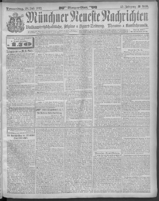 Münchner neueste Nachrichten Donnerstag 28. Juli 1892