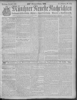 Münchner neueste Nachrichten Freitag 29. Juli 1892