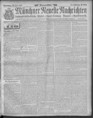 Münchner neueste Nachrichten Samstag 30. Juli 1892