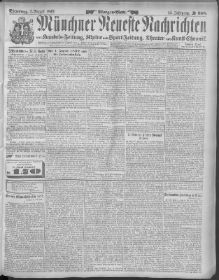 Münchner neueste Nachrichten Dienstag 2. August 1892