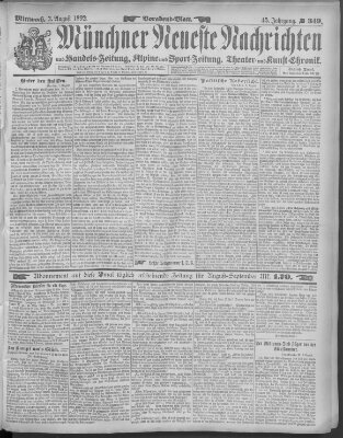 Münchner neueste Nachrichten Mittwoch 3. August 1892