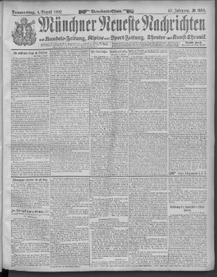 Münchner neueste Nachrichten Donnerstag 4. August 1892