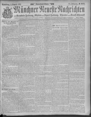 Münchner neueste Nachrichten Samstag 6. August 1892