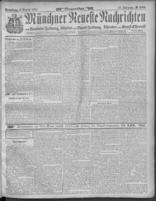 Münchner neueste Nachrichten Samstag 6. August 1892