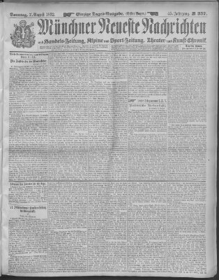 Münchner neueste Nachrichten Sonntag 7. August 1892