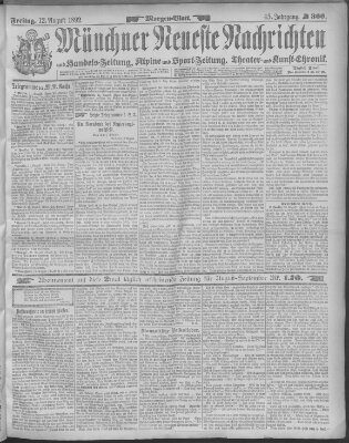 Münchner neueste Nachrichten Freitag 12. August 1892