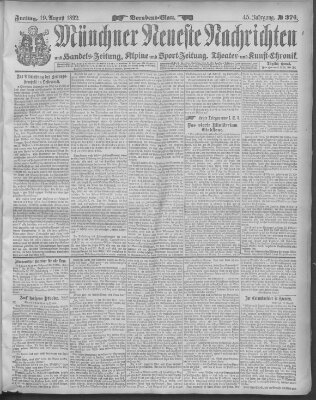 Münchner neueste Nachrichten Freitag 19. August 1892