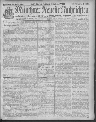 Münchner neueste Nachrichten Samstag 20. August 1892