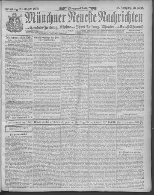 Münchner neueste Nachrichten Samstag 20. August 1892