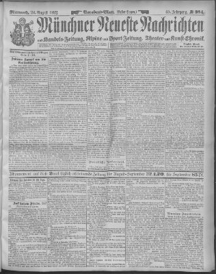 Münchner neueste Nachrichten Mittwoch 24. August 1892