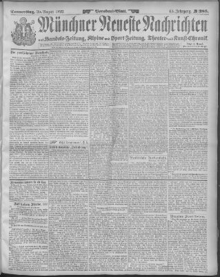 Münchner neueste Nachrichten Donnerstag 25. August 1892